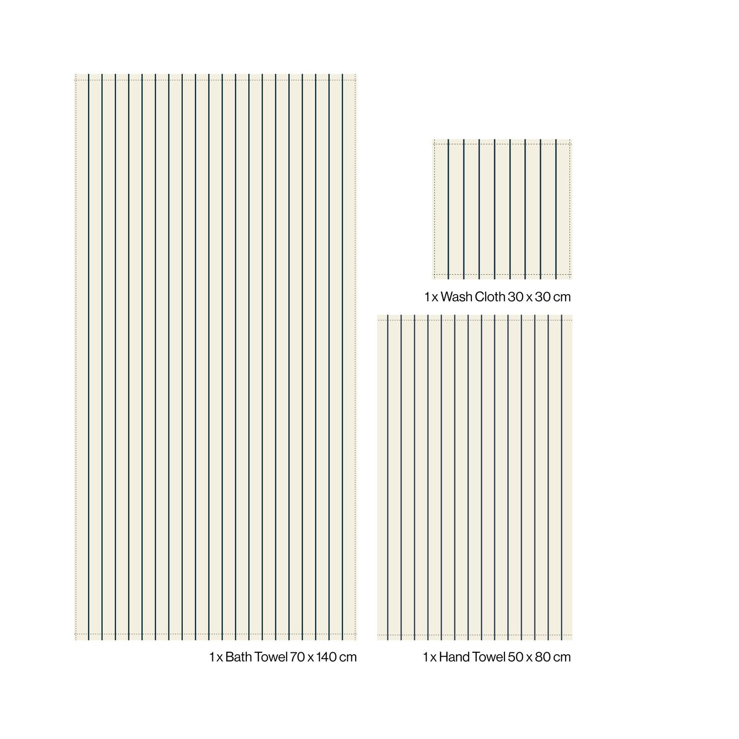 3 stk håndklæde sampak - Creme & Ink